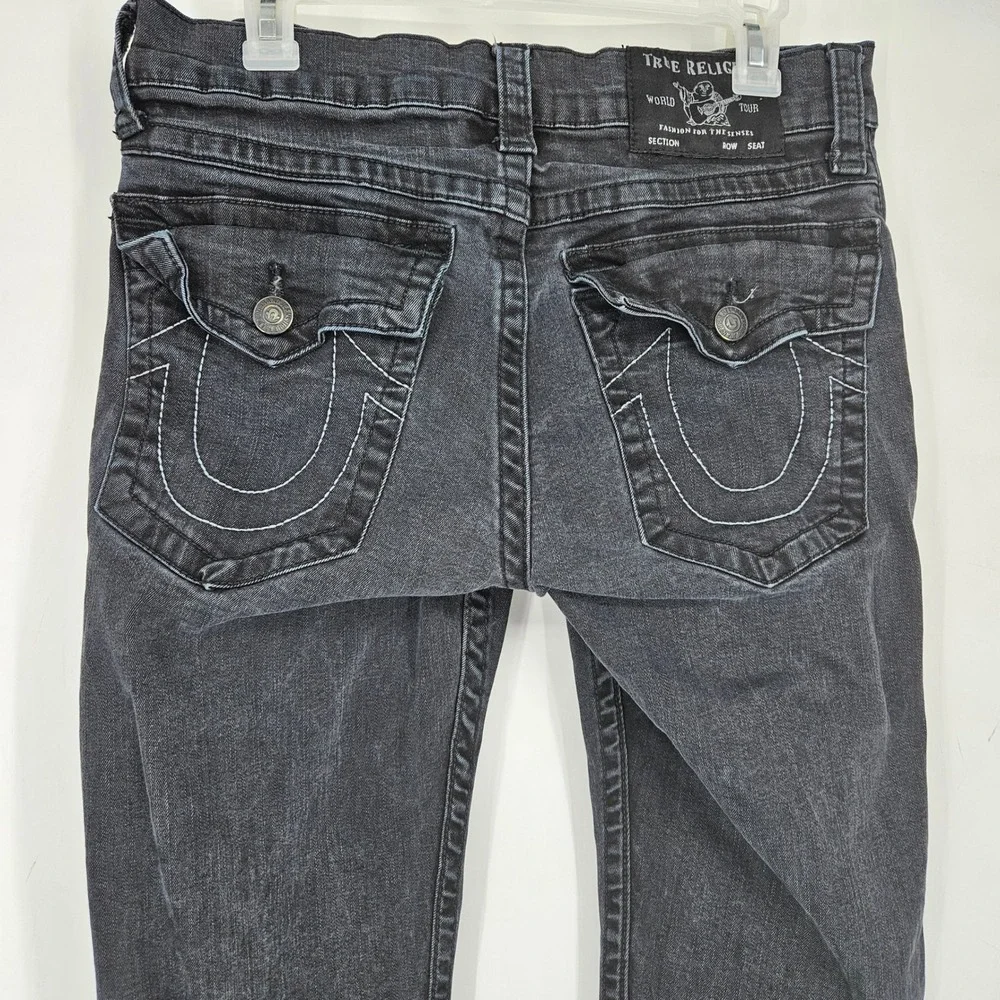 True Religion Jeans Mens 30 Ricky‎ Black Denim Flap Pockets Relaxed Straight